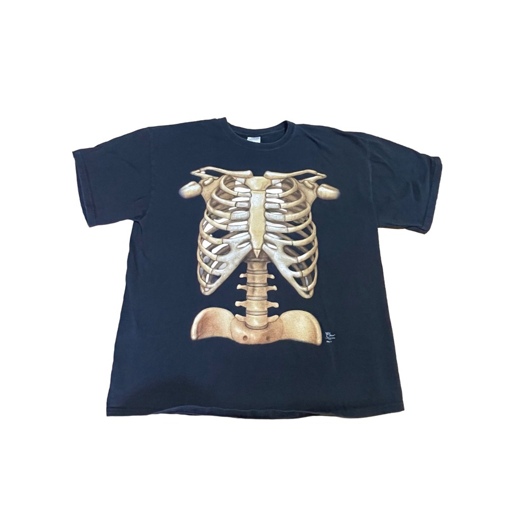 Wild Cotton Anatomy Skeleton Rib Cage Front Back Graphic T Shirt XL